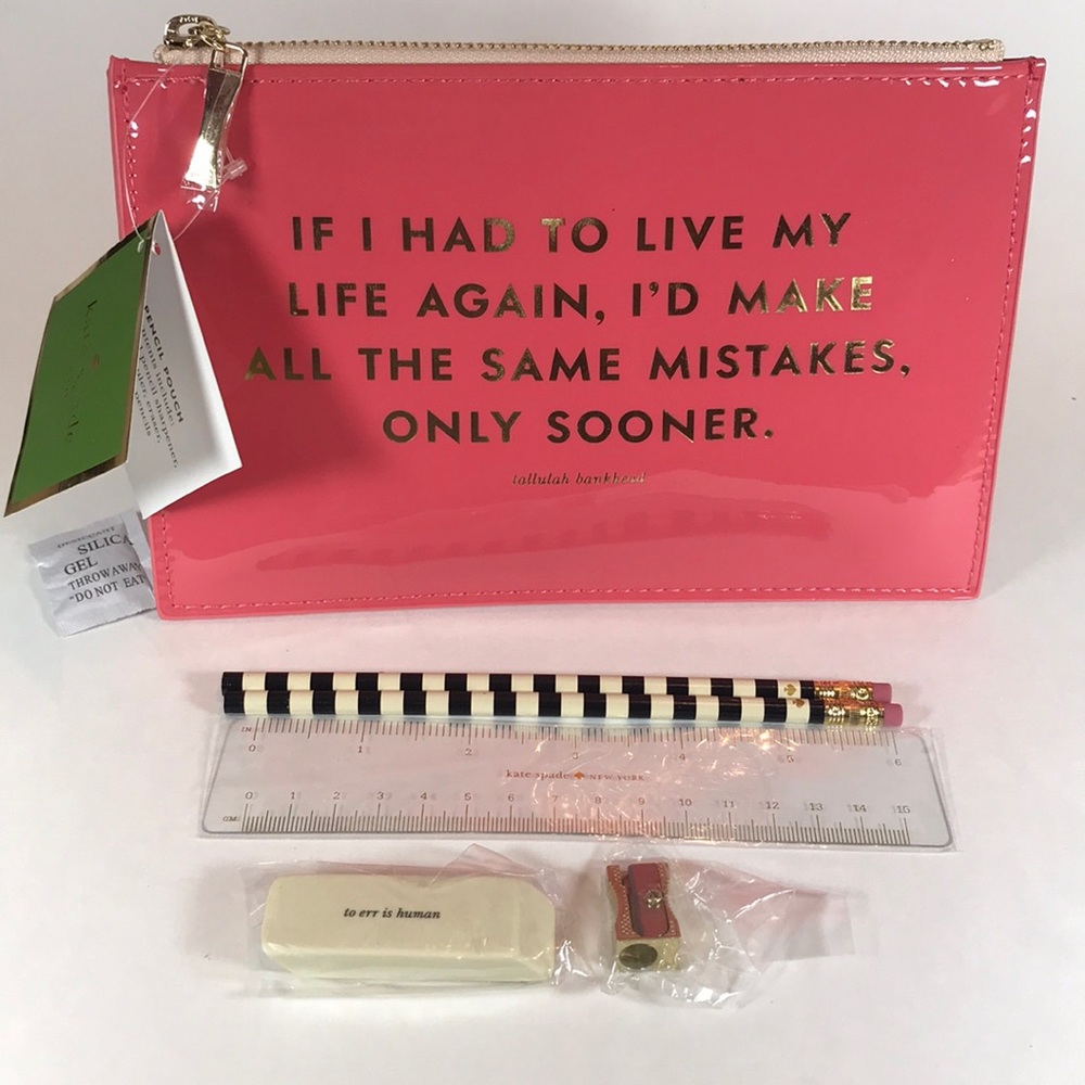 NWT Kate Spade Same Mistakes Pencil Pouch complete